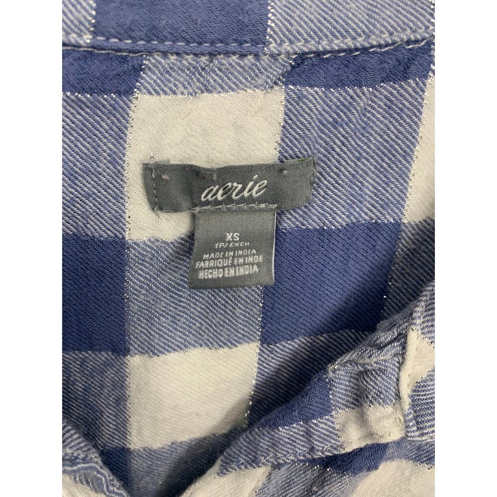 Aerie Blue Plaid Shirt - Picture 3 of 3